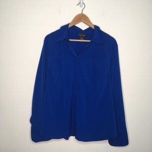 Lane Bryant Dark-Blue Button-Down Long-Sleeve Top 14/16
